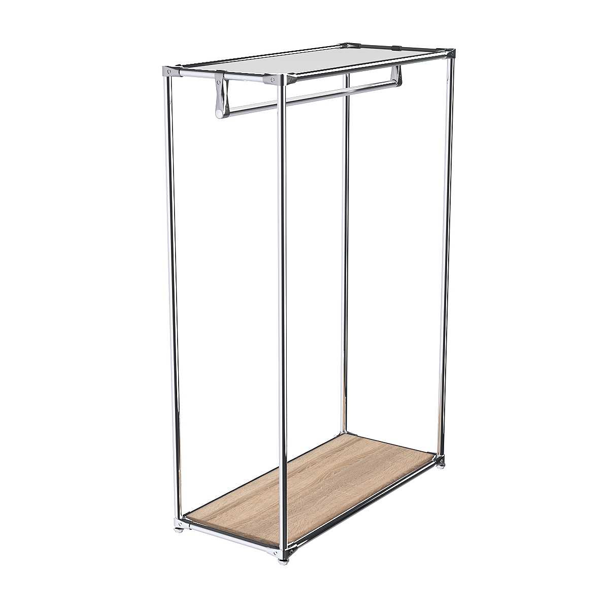 Хромированный стенд-вешало TD-10 №1-4 с полкой Зеркало 4мм Дуб Сонома