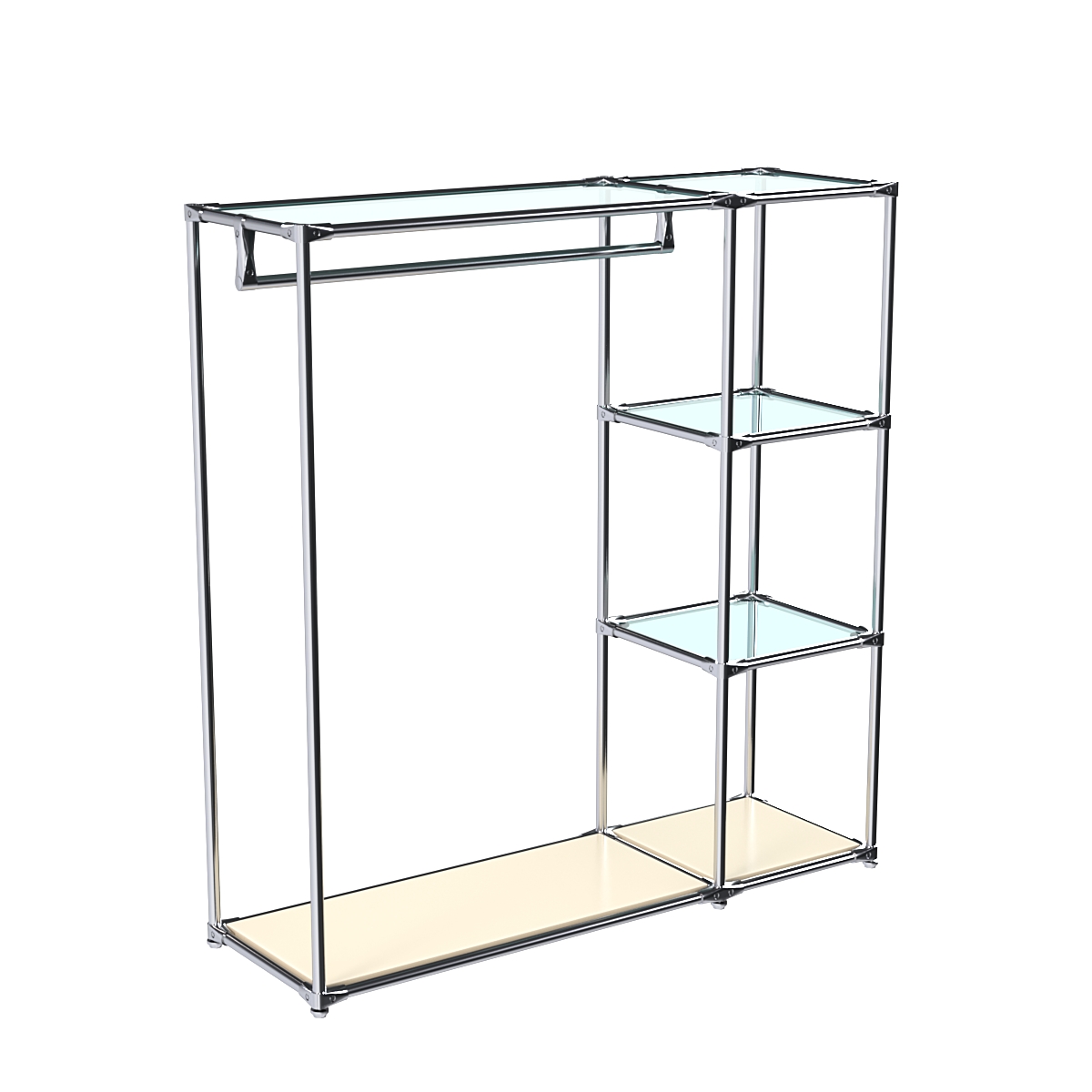 Хромированный стенд-вешало TD-40 №1-1 Хром с полками стекло 6мм Крем Вайс