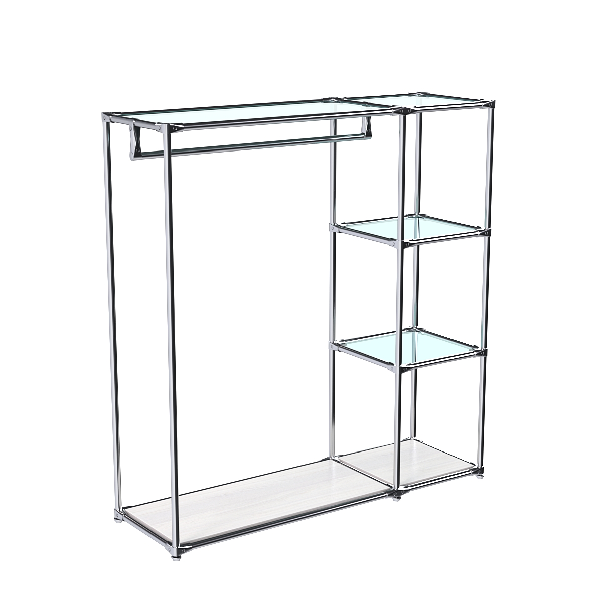 Хромированный стенд-вешало TD-40 №1-1 Хром с полками стекло 6мм Ясень Анкор светлый - U31104