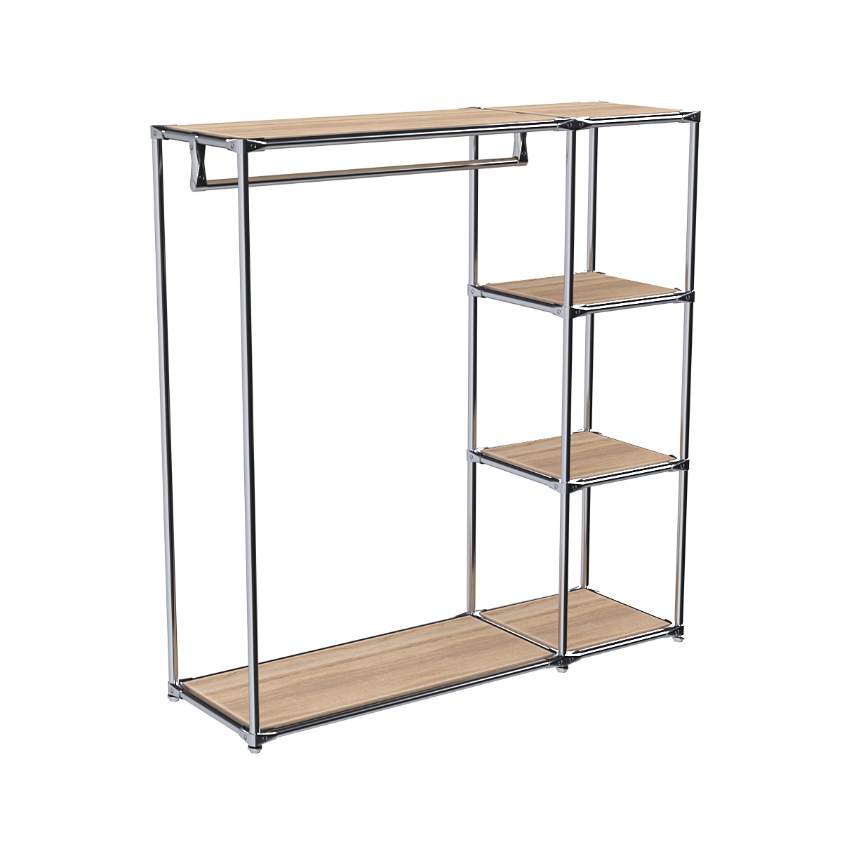 Хромированный стенд-вешало TD-40 №1-3 Хром с полками ДСП 16мм Дуб Сонома