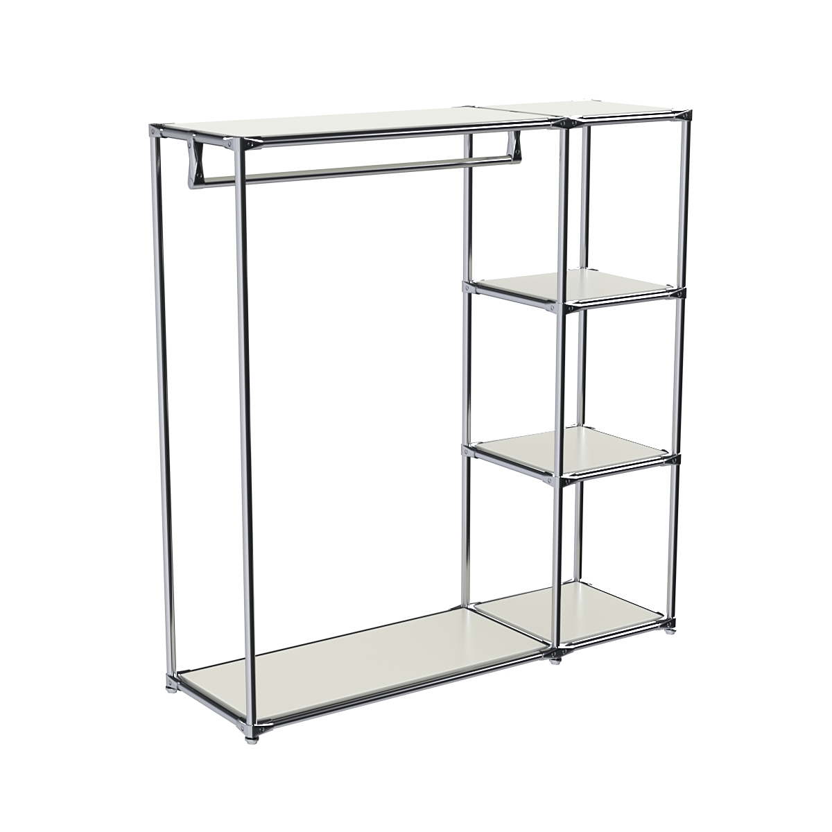 Хромированный стенд-вешало TD-40 №1-3 Хром с полками ДСП 16мм Белый