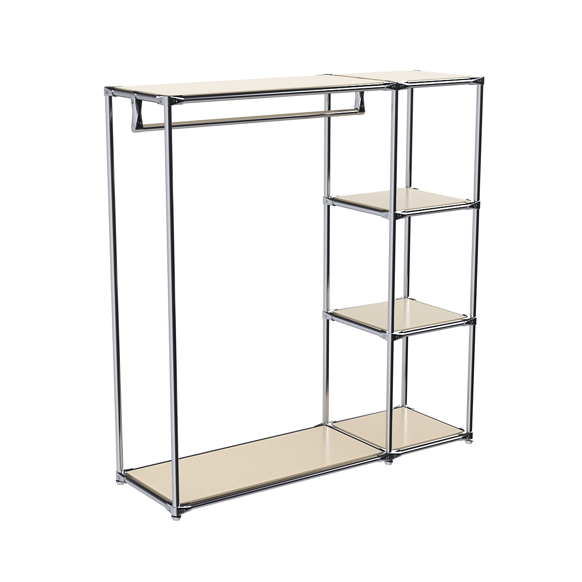 Хромированный стенд-вешало TD-40 №1-3 Хром с полками ДСП 16мм Крем Вайс