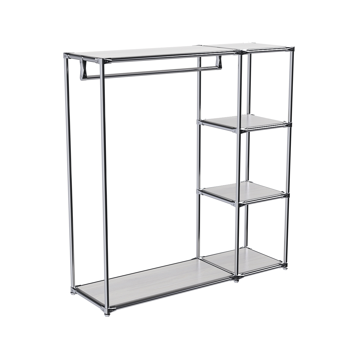 Хромированный стенд-вешало TD-40 №1-3 Хром с полками ДСП 16мм Ясень Анкор светлый - U31104