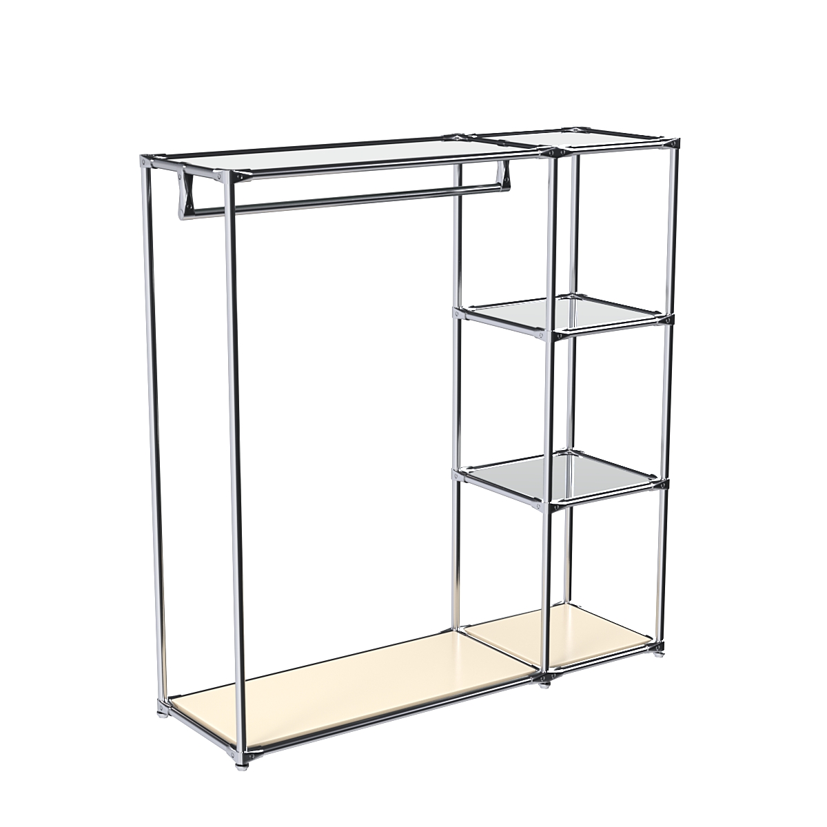 Хромированный стенд-вешало TD-40 №1-4 Хром с полкой Зеркало 4мм Крем Вайс