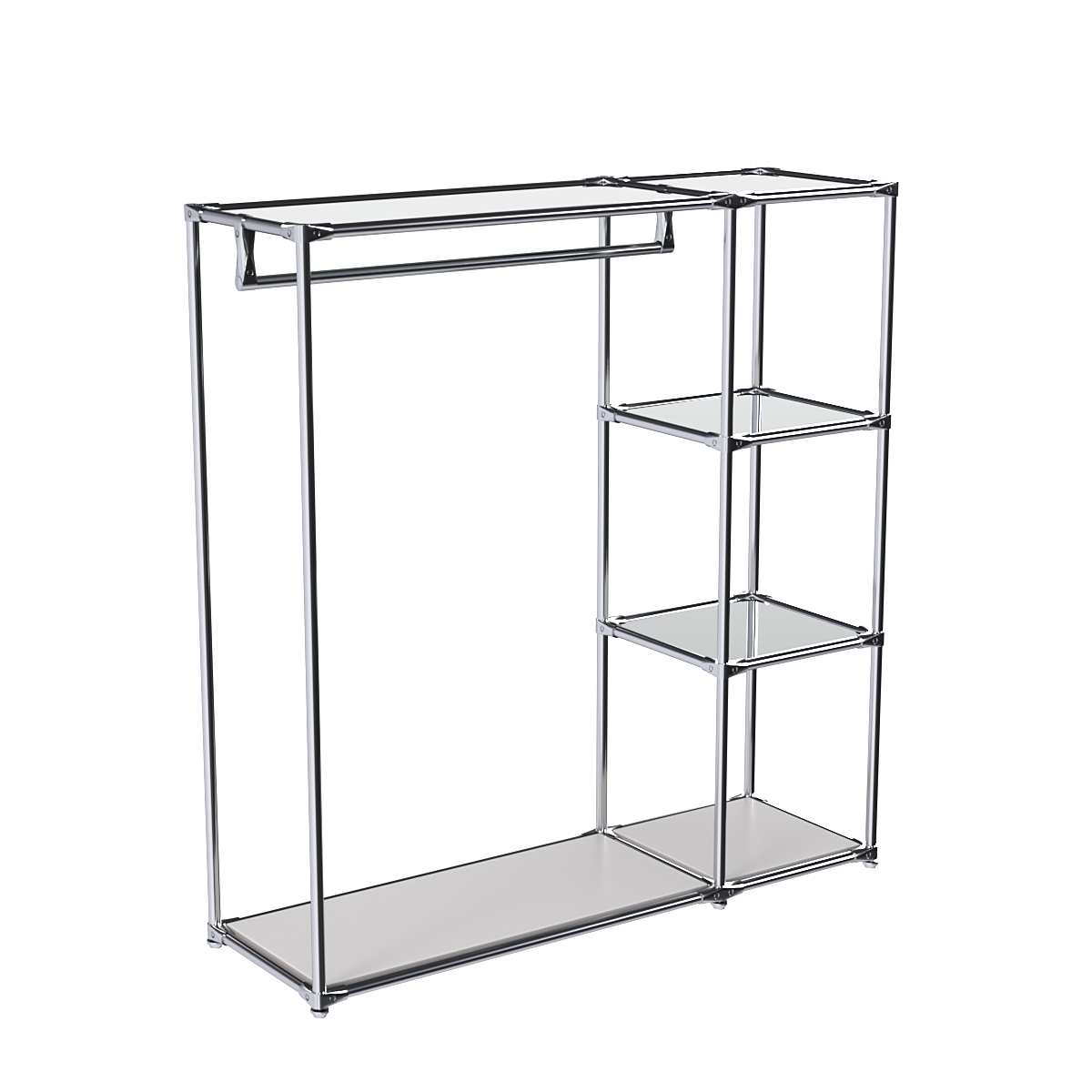 Хромированный стенд-вешало TD-40 №1-4 Хром с полкой Зеркало 4мм Серый