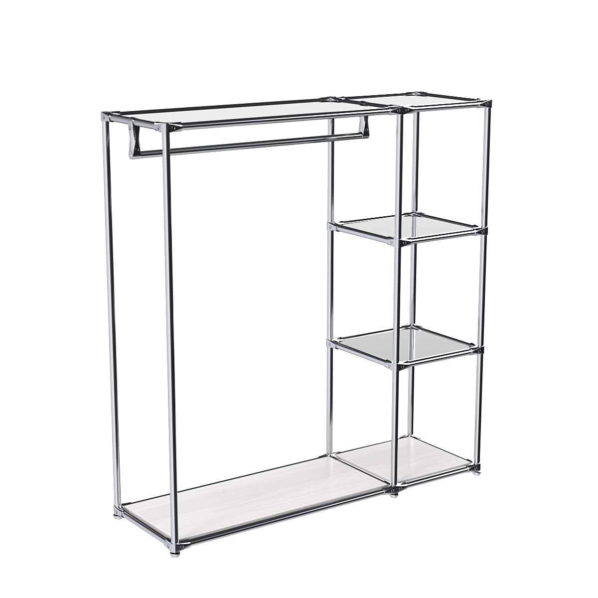 Хромированный стенд-вешало TD-40 №1-4 Хром с полкой Зеркало 4мм Ясень Анкор светлый - U31104