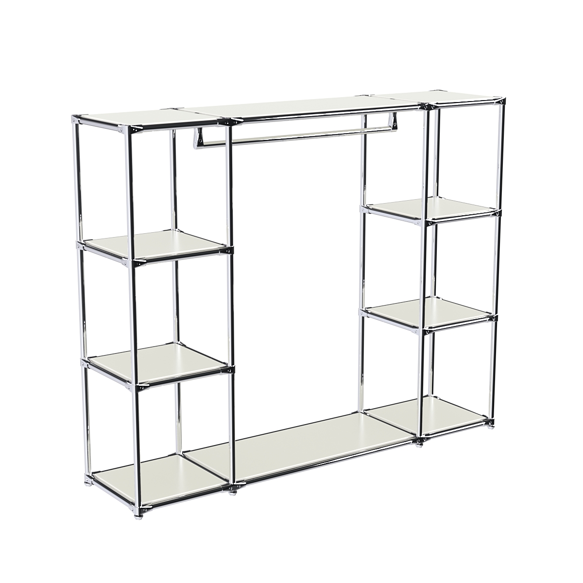 Хромированный стенд-вешало TD-44 №1-3 Хром с полками ДСП 16мм Белый