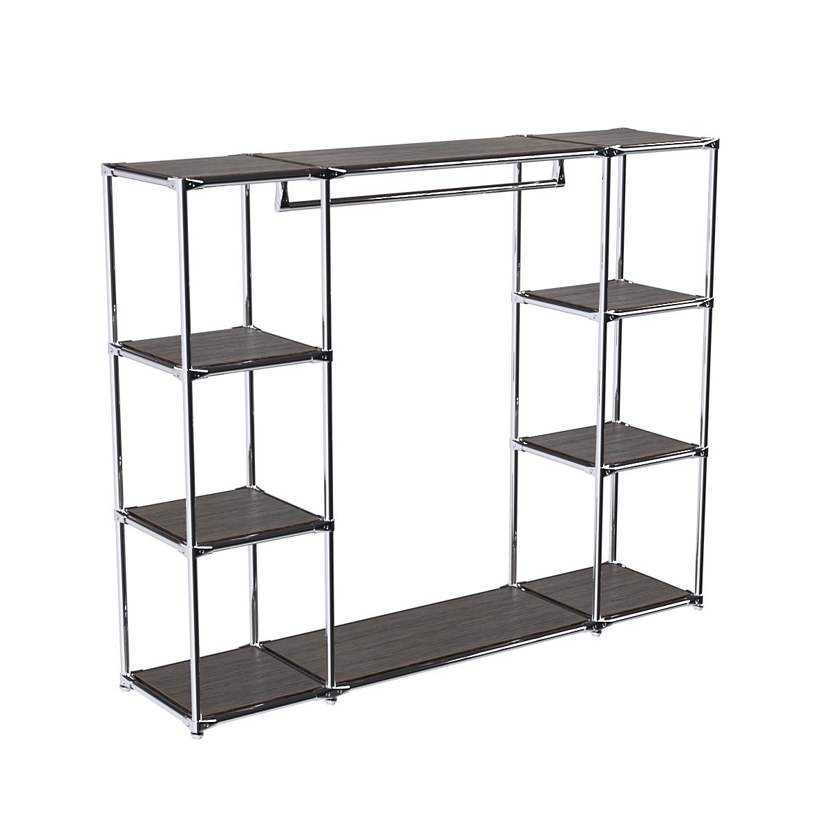 Хромированный стенд-вешало TD-44 №1-3 Хром с полками ДСП 16мм Дуб Венге