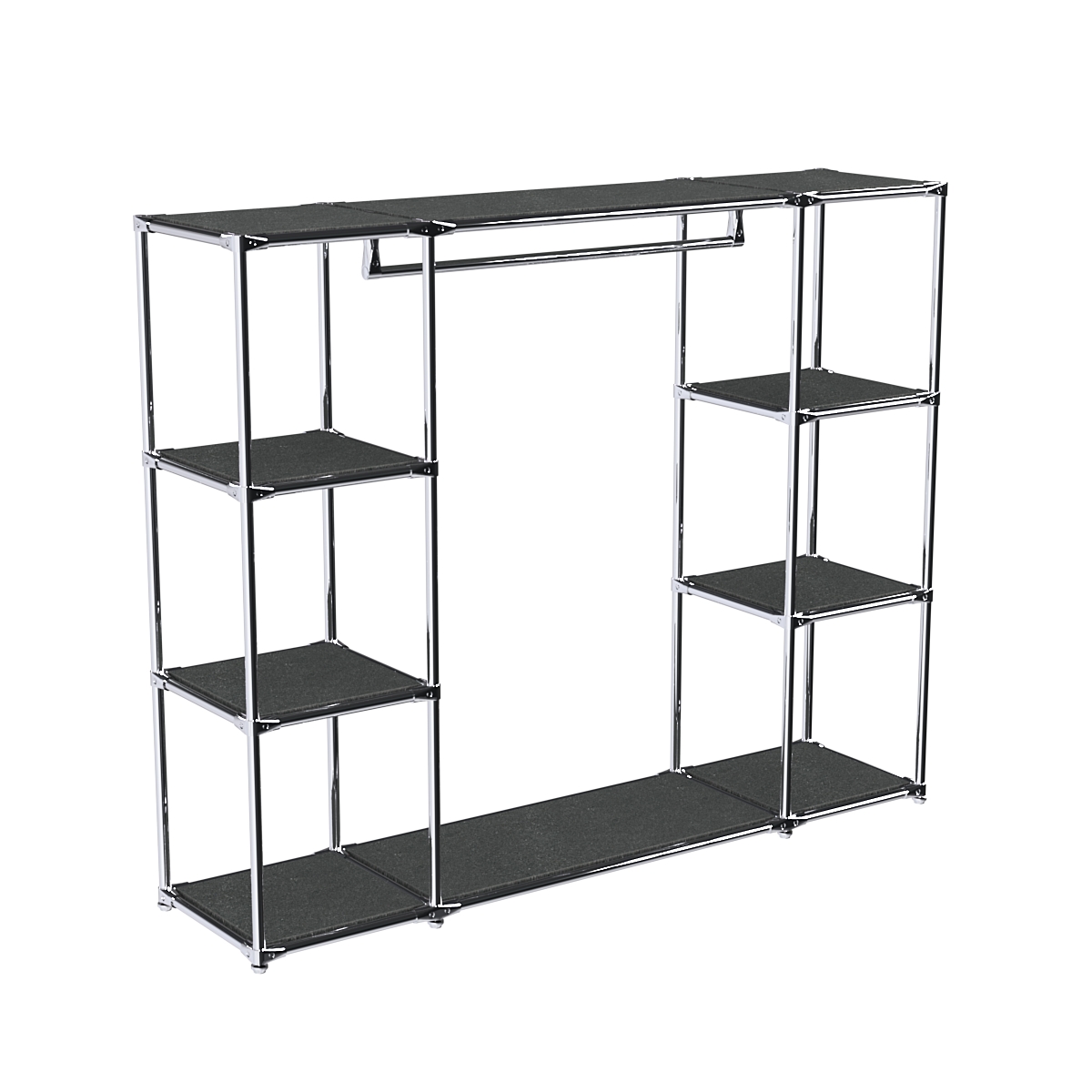 Хромированный стенд-вешало TD-44 №1-3 Хром с полками ДСП 16мм Антрацит