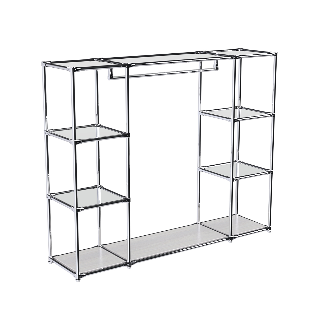 Хромированный стенд-вешало TD-44 №1-4 Хром с полками Зеркало 4мм Ясень Анкор светлый - U31104