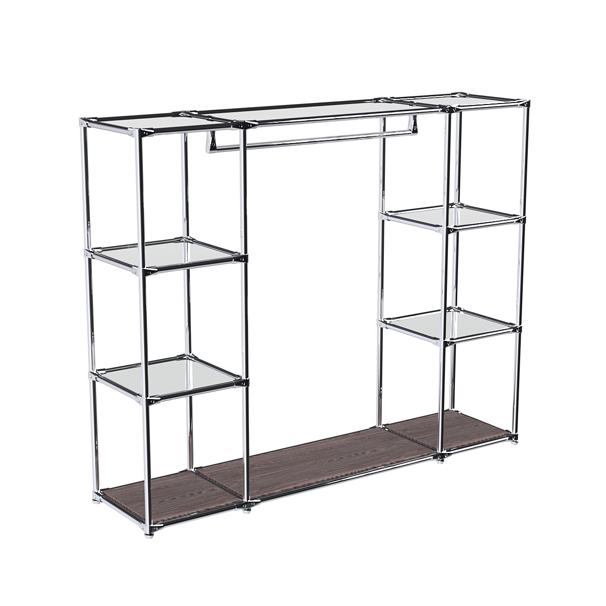 Хромированный стенд-вешало TD-44 №1-4 Хром с полками Зеркало 4мм Ясень Анкор темный - U31105