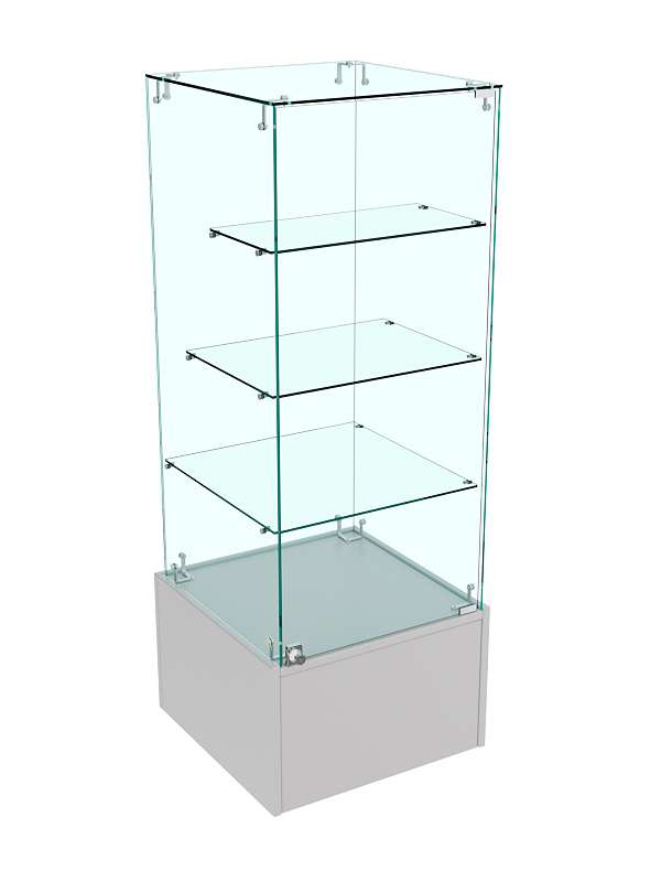 Прилавок Истра с тремя полками из стекла №132 (закрытый) Серый