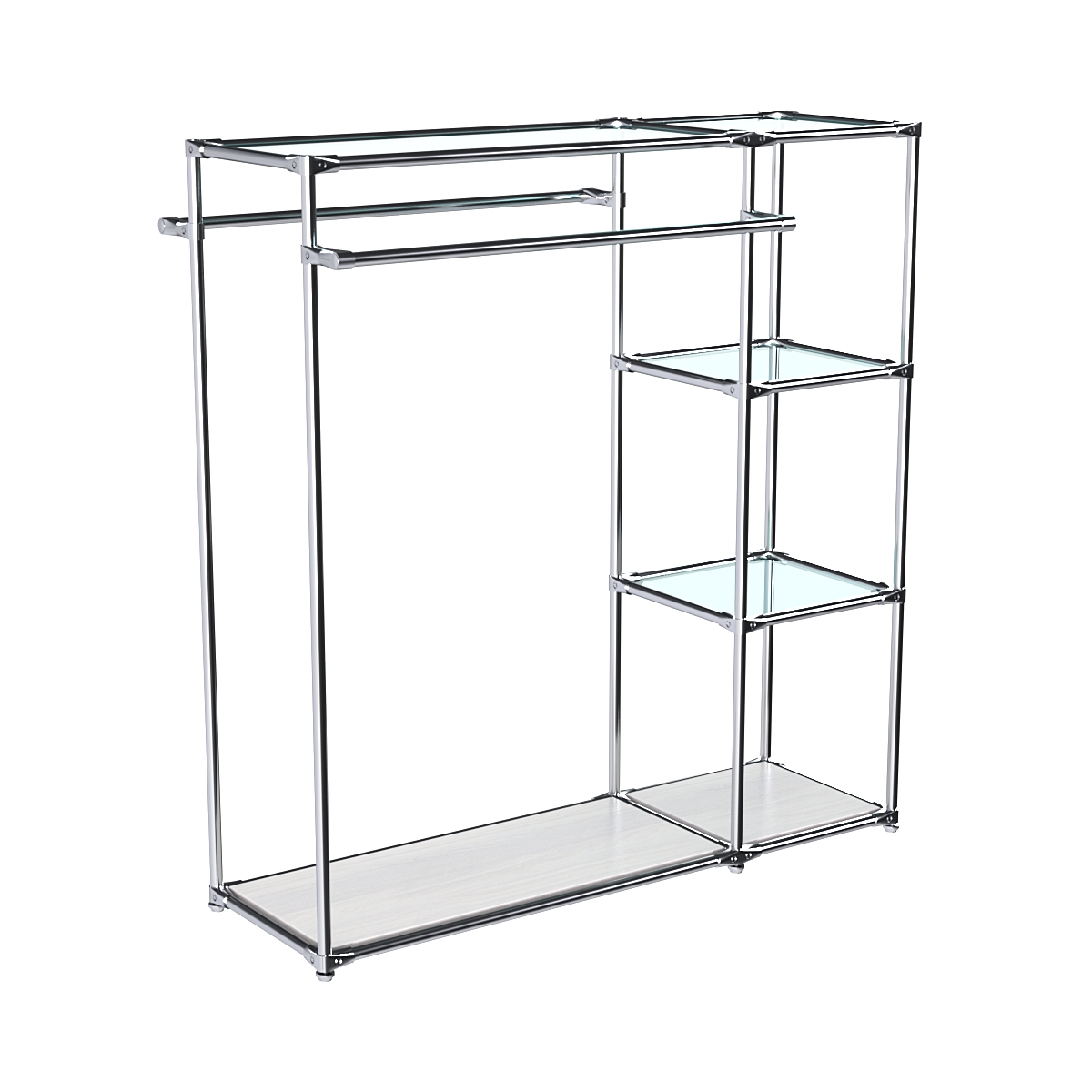 Хромированный стенд-вешало TD-41 №1-1 Хром с полками стекло 6мм Ясень Анкор светлый - U31104