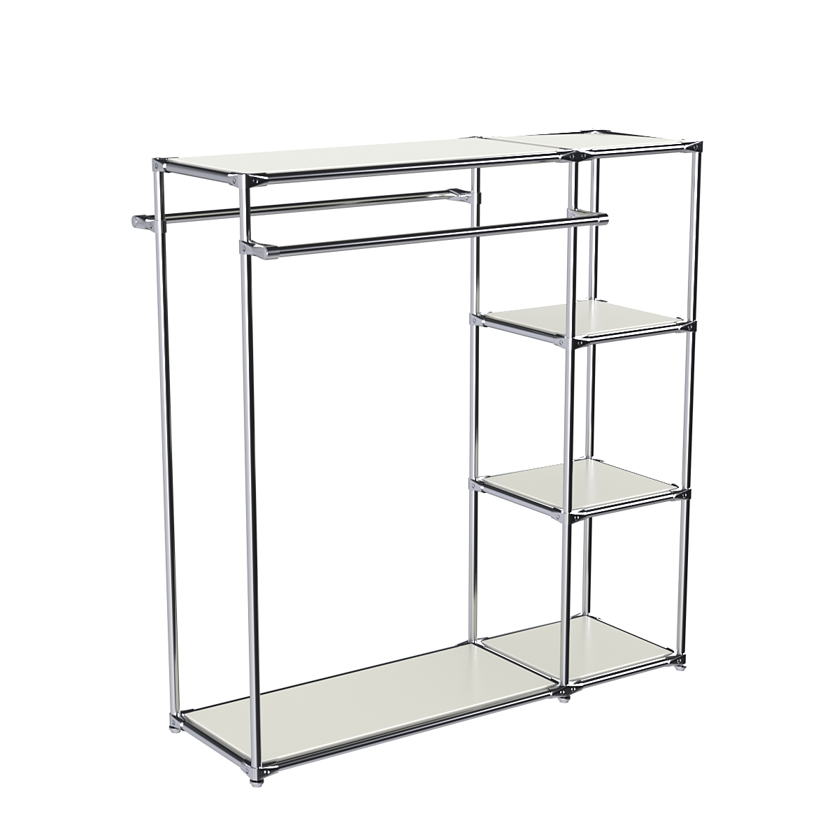 Хромированный стенд-вешало TD-41 №1-3 Хром с полками ДСП 16мм Белый