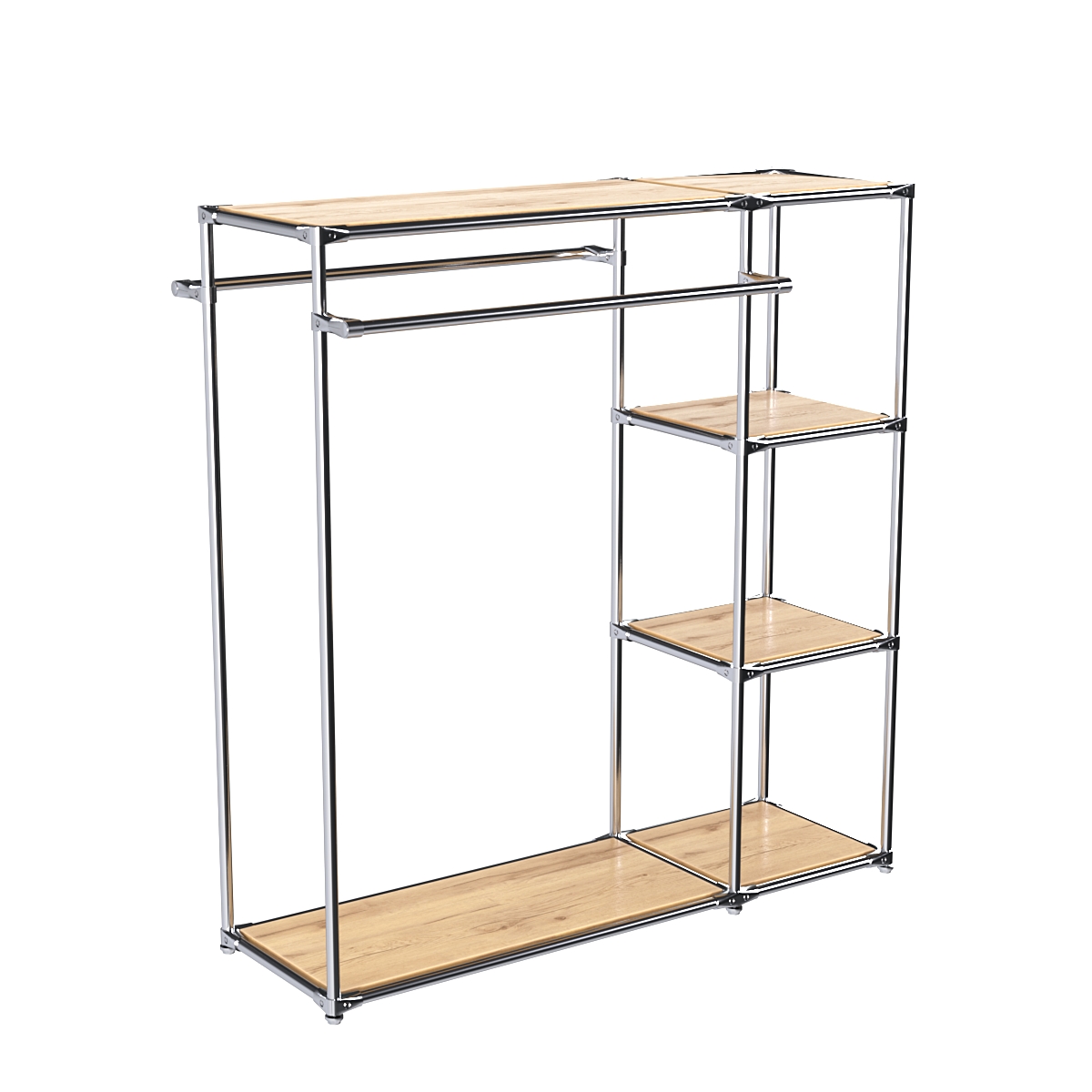 Хромированный стенд-вешало TD-41 №1-3 Хром с полками ДСП 16мм Дуб Золотистый