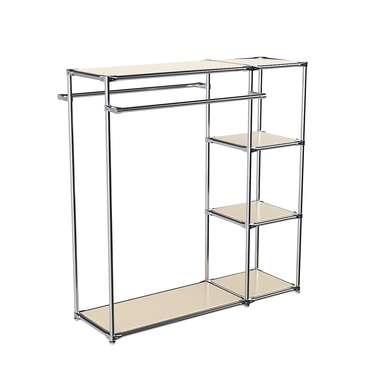 Хромированный стенд-вешало TD-41 №1-3 Хром с полками ДСП 16мм Крем Вайс