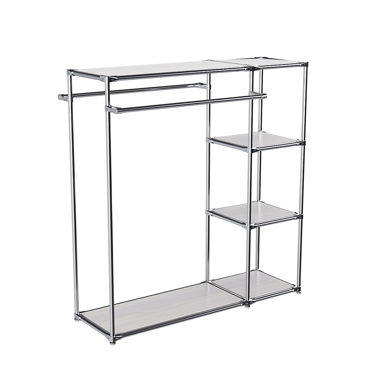 Хромированный стенд-вешало TD-41 №1-3 Хром с полками ДСП 16мм Ясень Анкор светлый - U31104