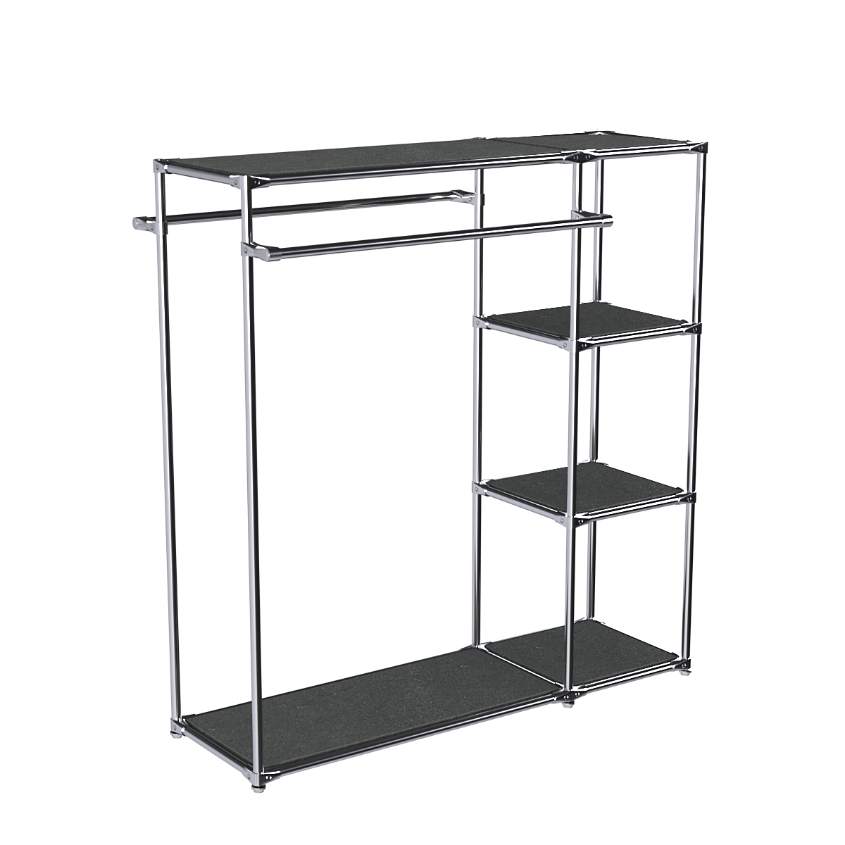 Хромированный стенд-вешало TD-41 №1-3 Хром с полками ДСП 16мм Антрацит