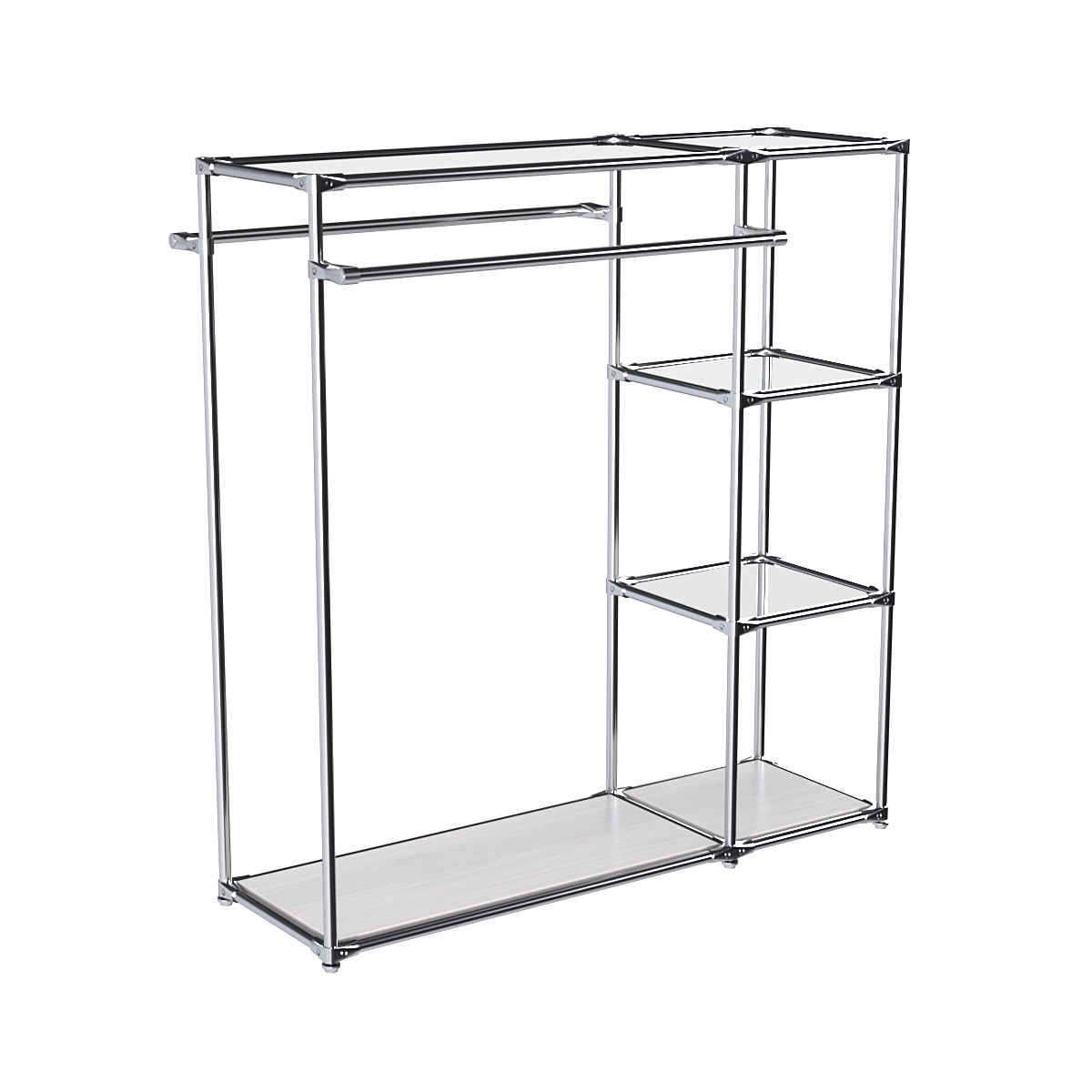 Хромированный стенд-вешало TD-41 №1-4 Хром с полками Зеркало 4мм Ясень Анкор светлый - U31104