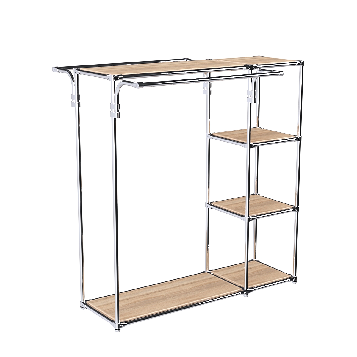 Хромированный стенд-вешало TD-42 №1-3 Хром с полками ДСП 16мм Дуб Сонома