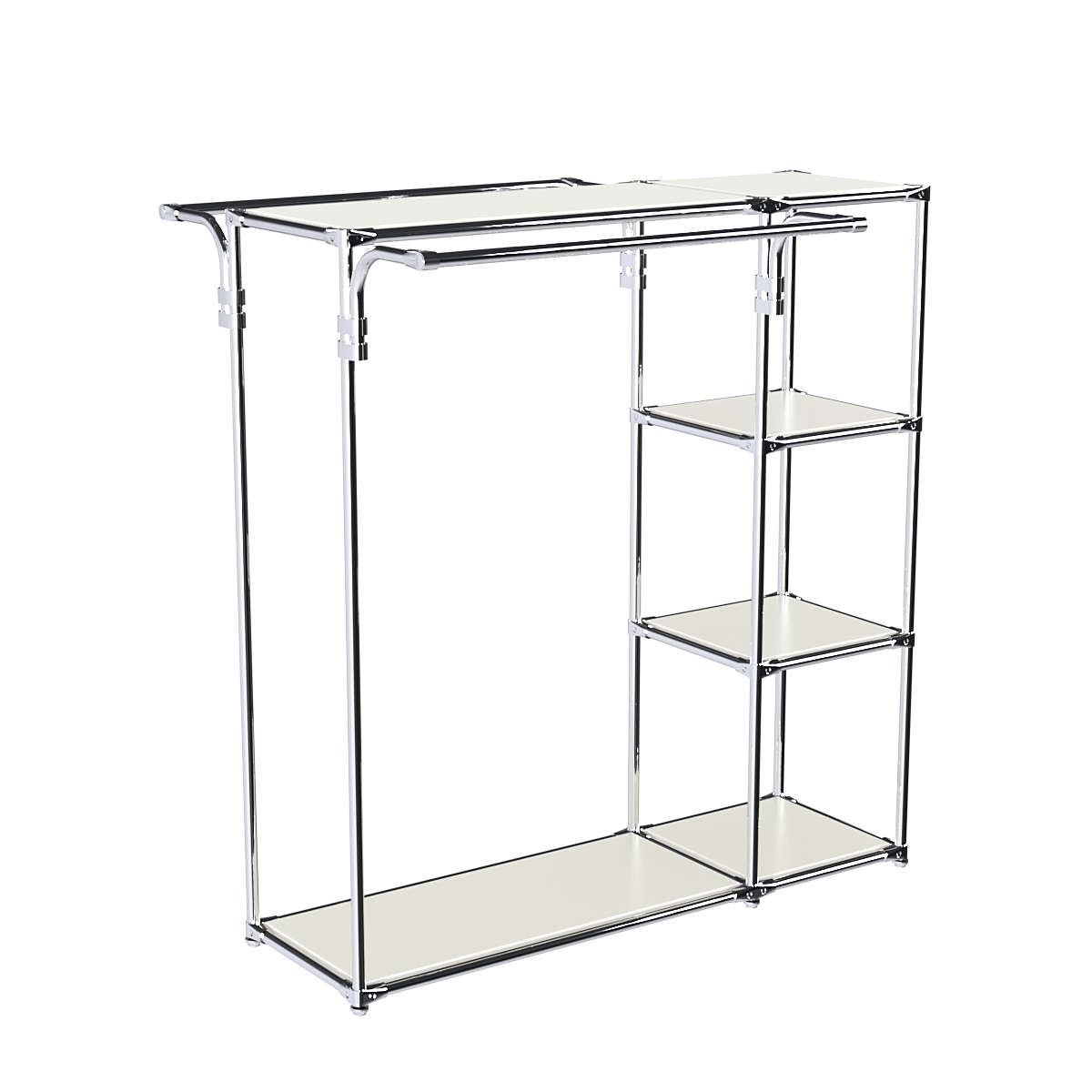 Хромированный стенд-вешало TD-42 №1-3 Хром с полками ДСП 16мм Белый