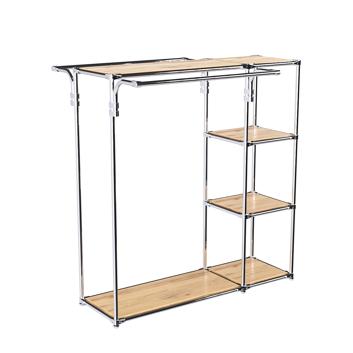 Хромированный стенд-вешало TD-42 №1-3 Хром с полками ДСП 16мм Крем Вайс