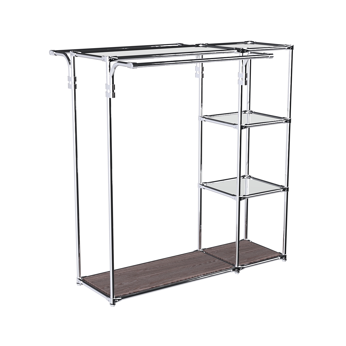 Хромированный стенд-вешало TD-42 №1-4 Хром с полками Зеркало 4мм Ясень Анкор темный - U31105