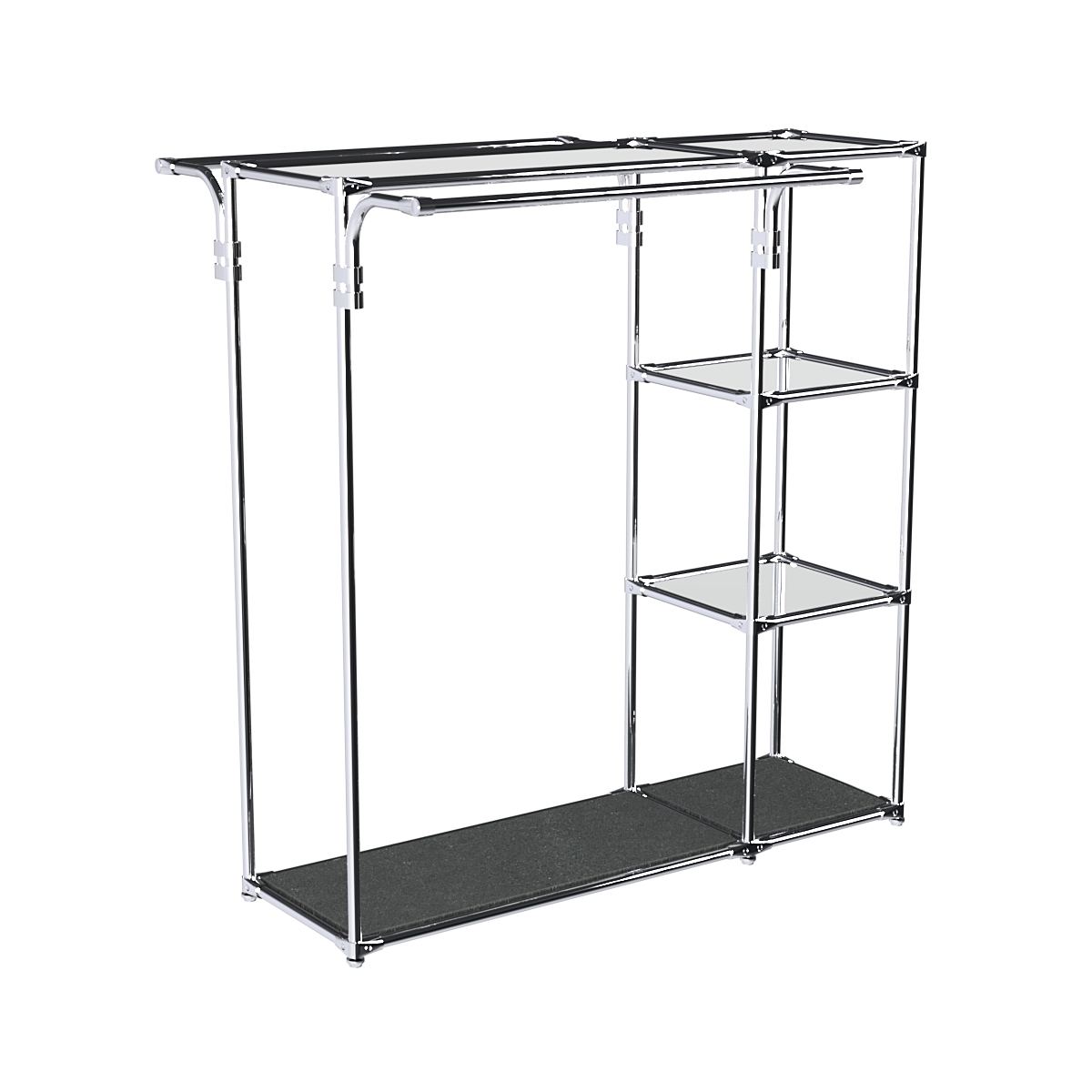 Хромированный стенд-вешало TD-42 №1-4 Хром с полками Зеркало 4мм Антрацит