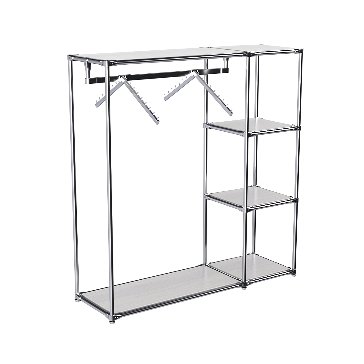 Хромированный стенд-вешало TD-43 №1-3 Хром с полками ДСП 16мм Ясень Анкор светлый - U31104