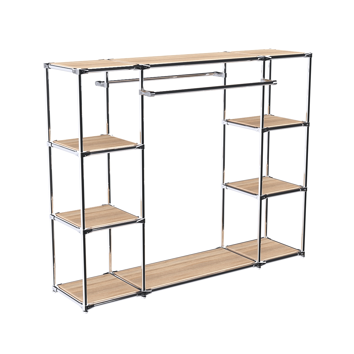 Хромированный стенд-вешало TD-45 №1-3 Хром с полками ДСП 16мм Дуб Сонома