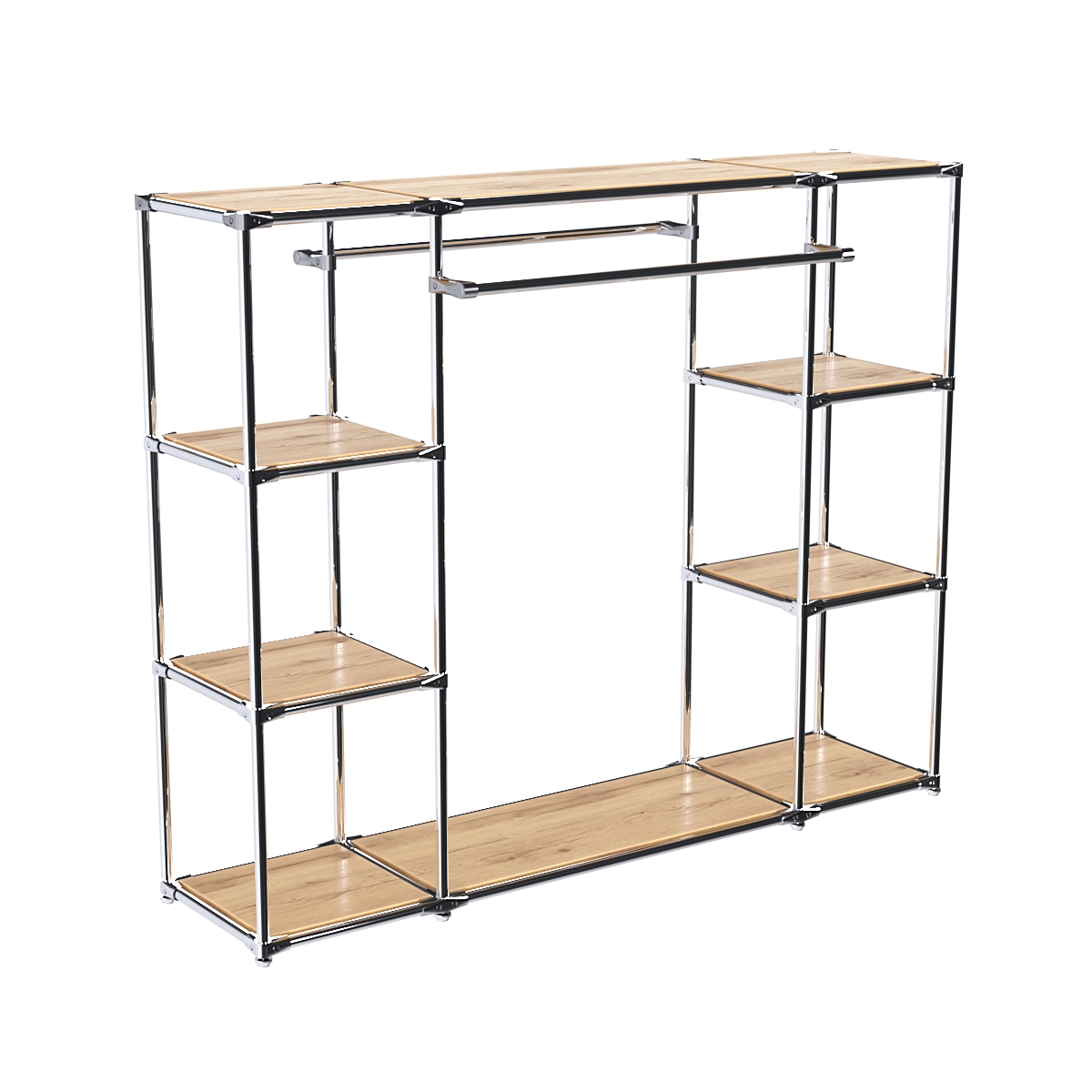 Хромированный стенд-вешало TD-45 №1-3 Хром с полками ДСП 16мм Дуб Золотистый