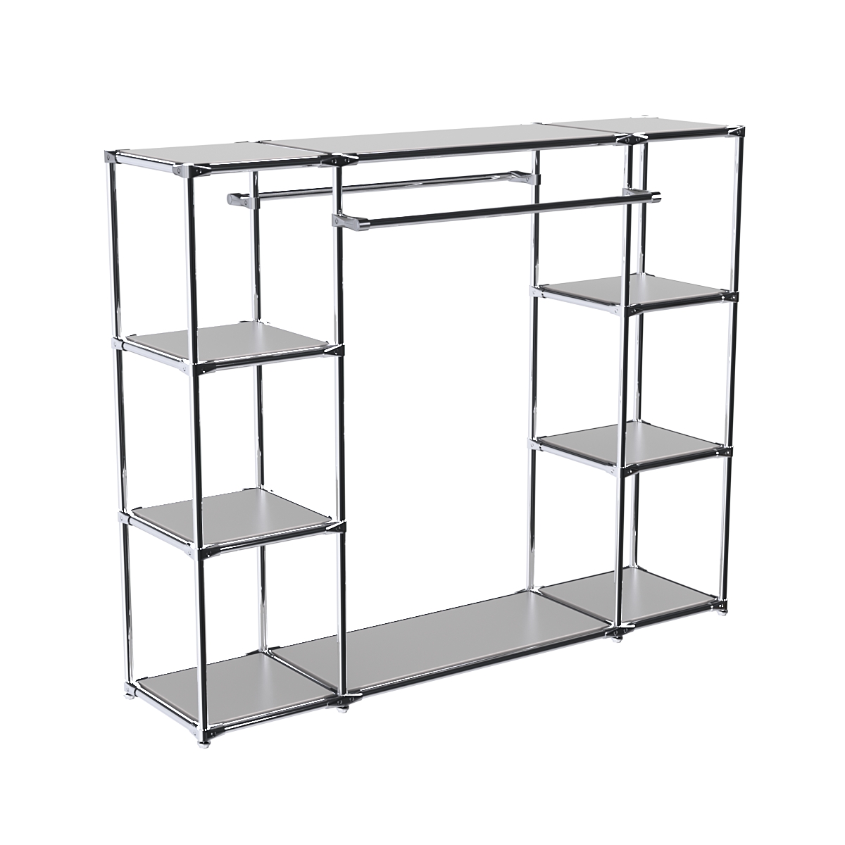 Хромированный стенд-вешало TD-45 №1-3 Хром с полками ДСП 16мм Серый