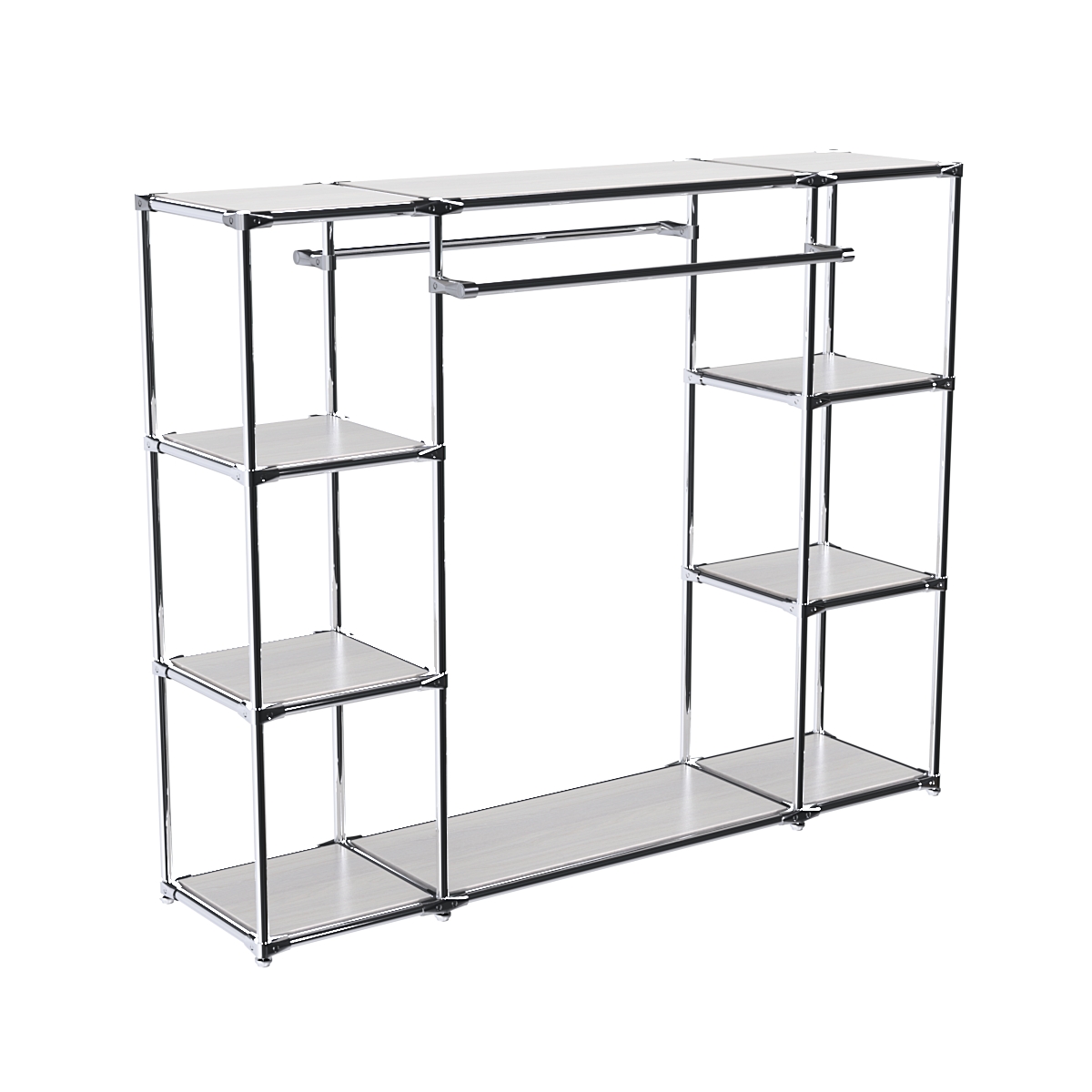 Хромированный стенд-вешало TD-45 №1-3 Хром с полками ДСП 16мм Ясень Анкор светлый - U31104