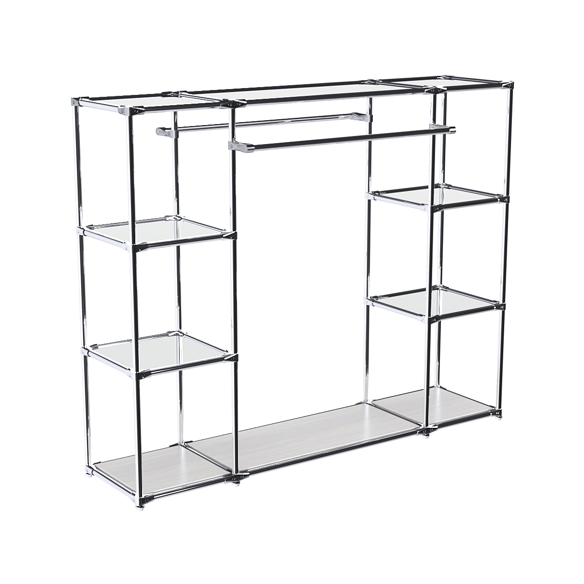 Хромированный стенд-вешало TD-45 №1-4 Хром с полками Зеркало 4мм Ясень Анкор светлый - U31104