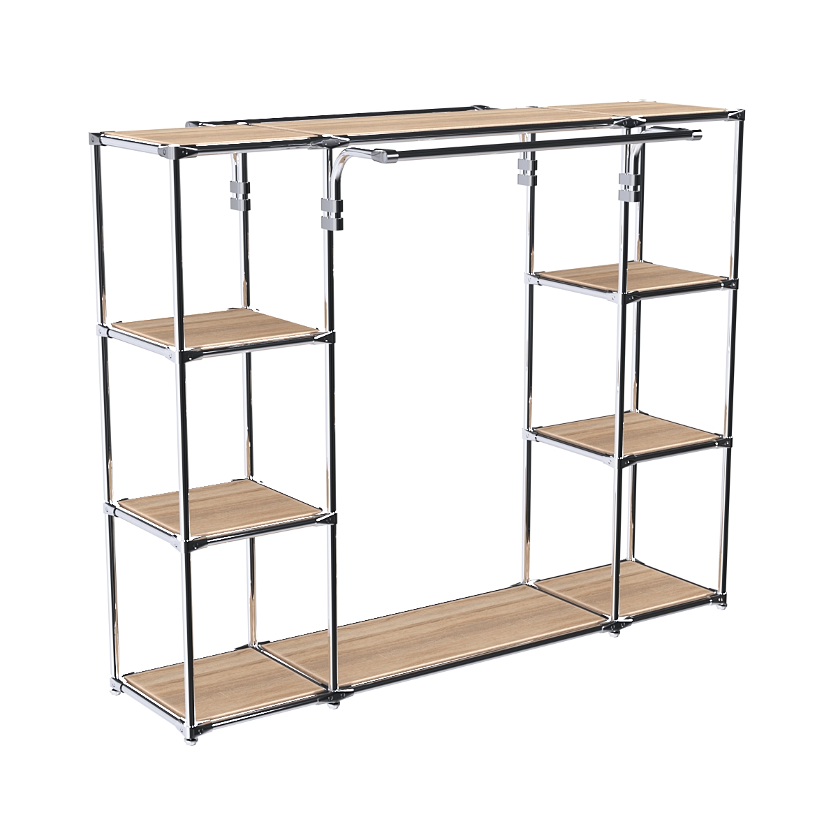 Хромированный стенд-вешало TD-46 №1-3 Хром с полками ДСП 16мм Дуб Сонома