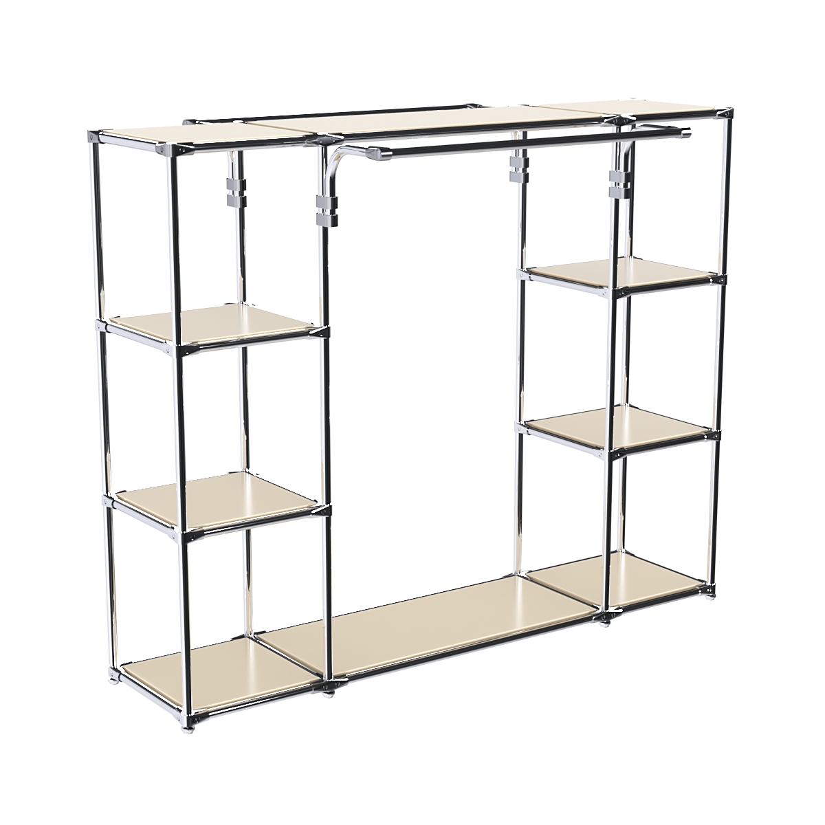 Хромированный стенд-вешало TD-46 №1-3 Хром с полками ДСП 16мм Крем Вайс