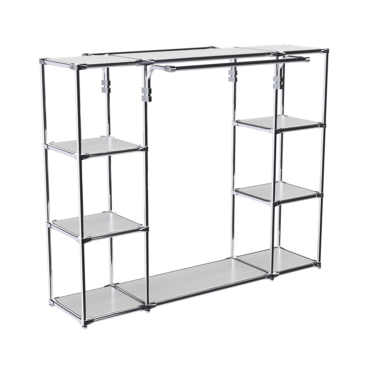 Хромированный стенд-вешало TD-46 №1-3 Хром с полками ДСП 16мм Ясень Анкор темный - U31105