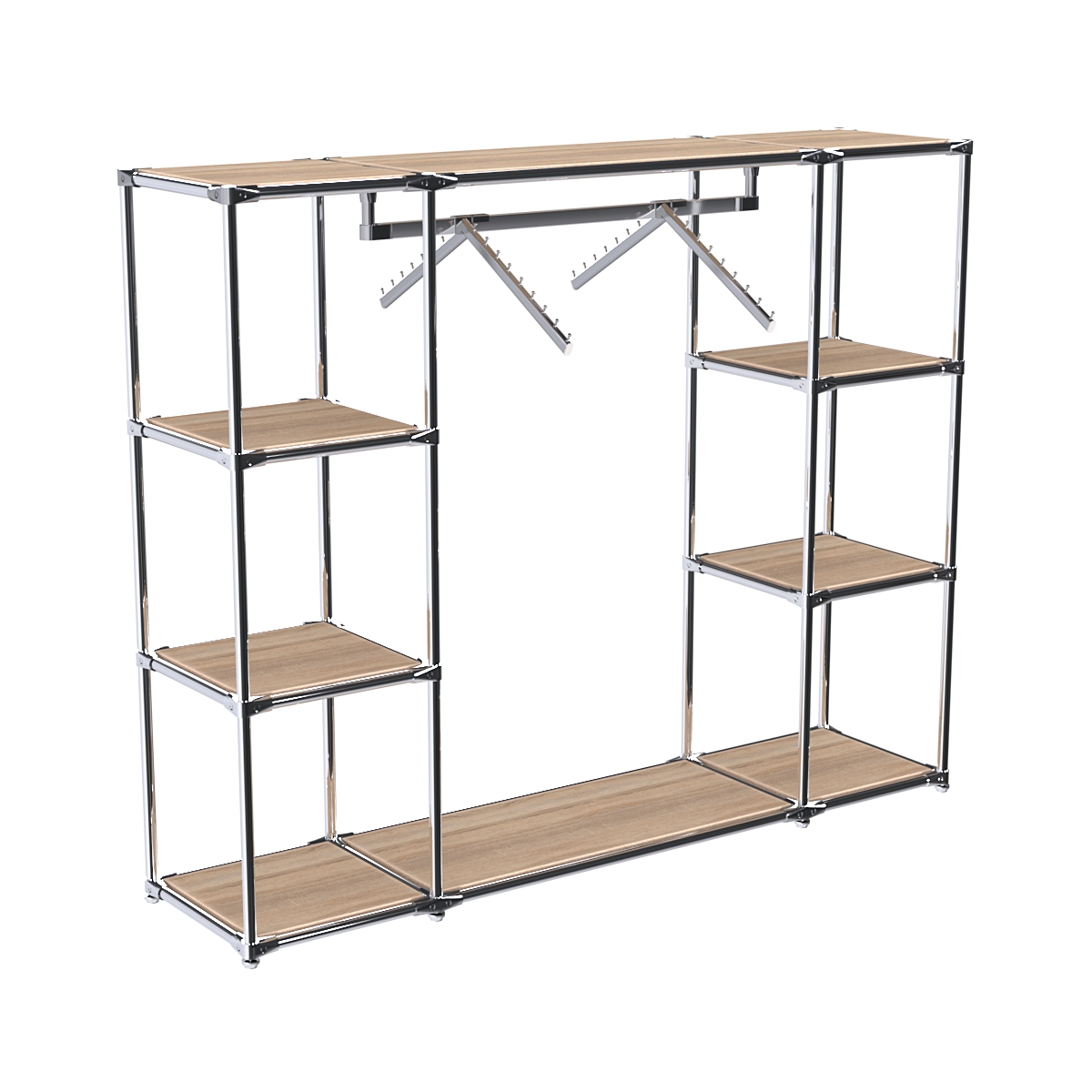 Хромированный стенд-вешало TD-47 №1-3 Хром с полками ДСП 16мм Дуб Сонома