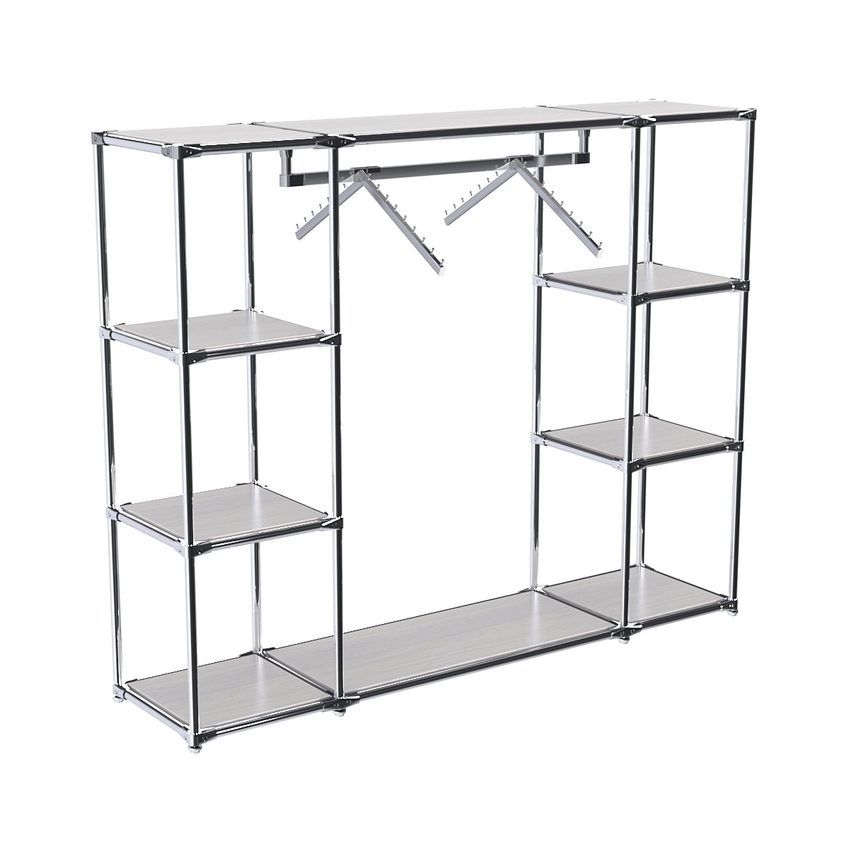 Хромированный стенд-вешало TD-47 №1-3 Хром с полками ДСП 16мм Ясень Анкор светлый - U31104