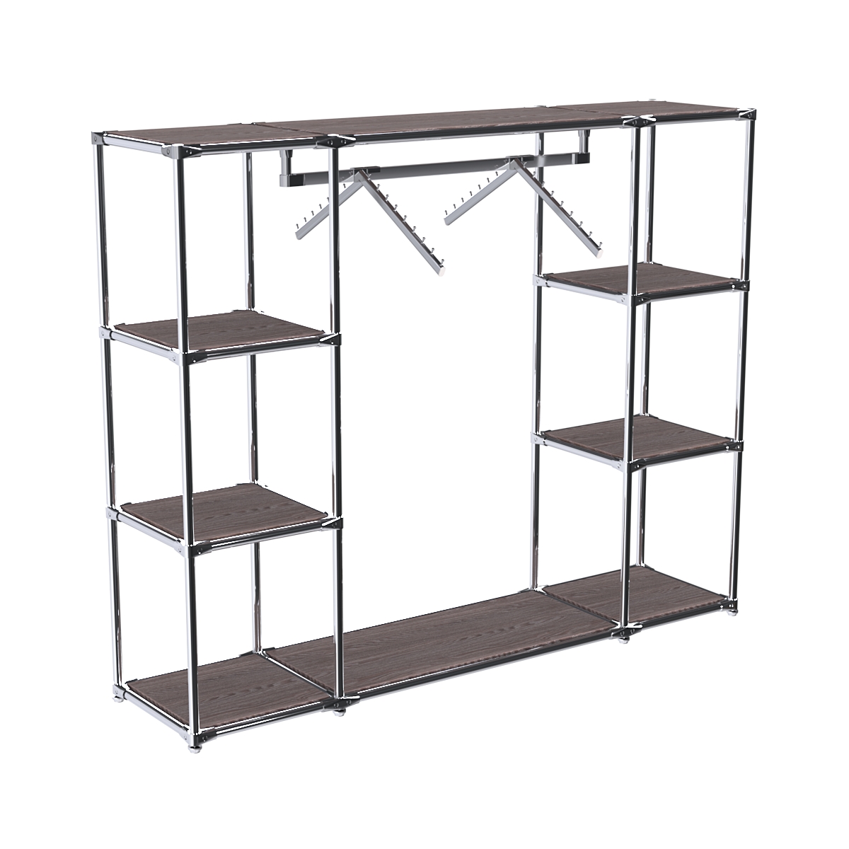 Хромированный стенд-вешало TD-47 №1-3 Хром с полками ДСП 16мм Ясень Анкор темный - U31105