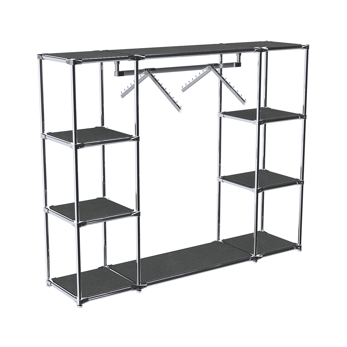 Хромированный стенд-вешало TD-47 №1-3 Хром с полками ДСП 16мм Антрацит