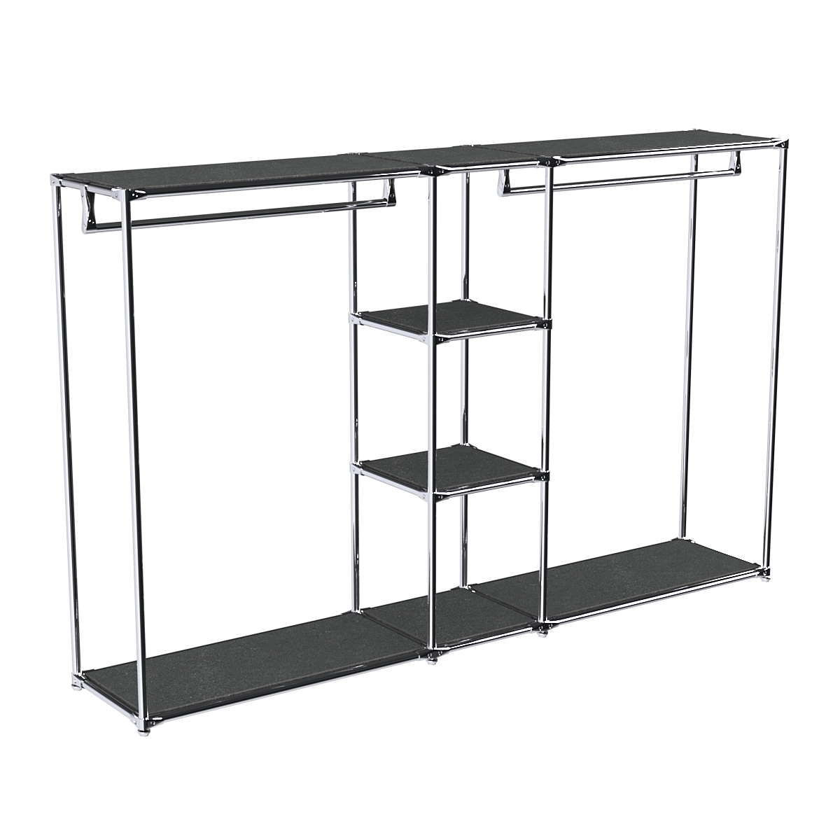 Хромированный стенд-вешало TD-48 №1-3 Хром с полками ДСП 16мм Антрацит