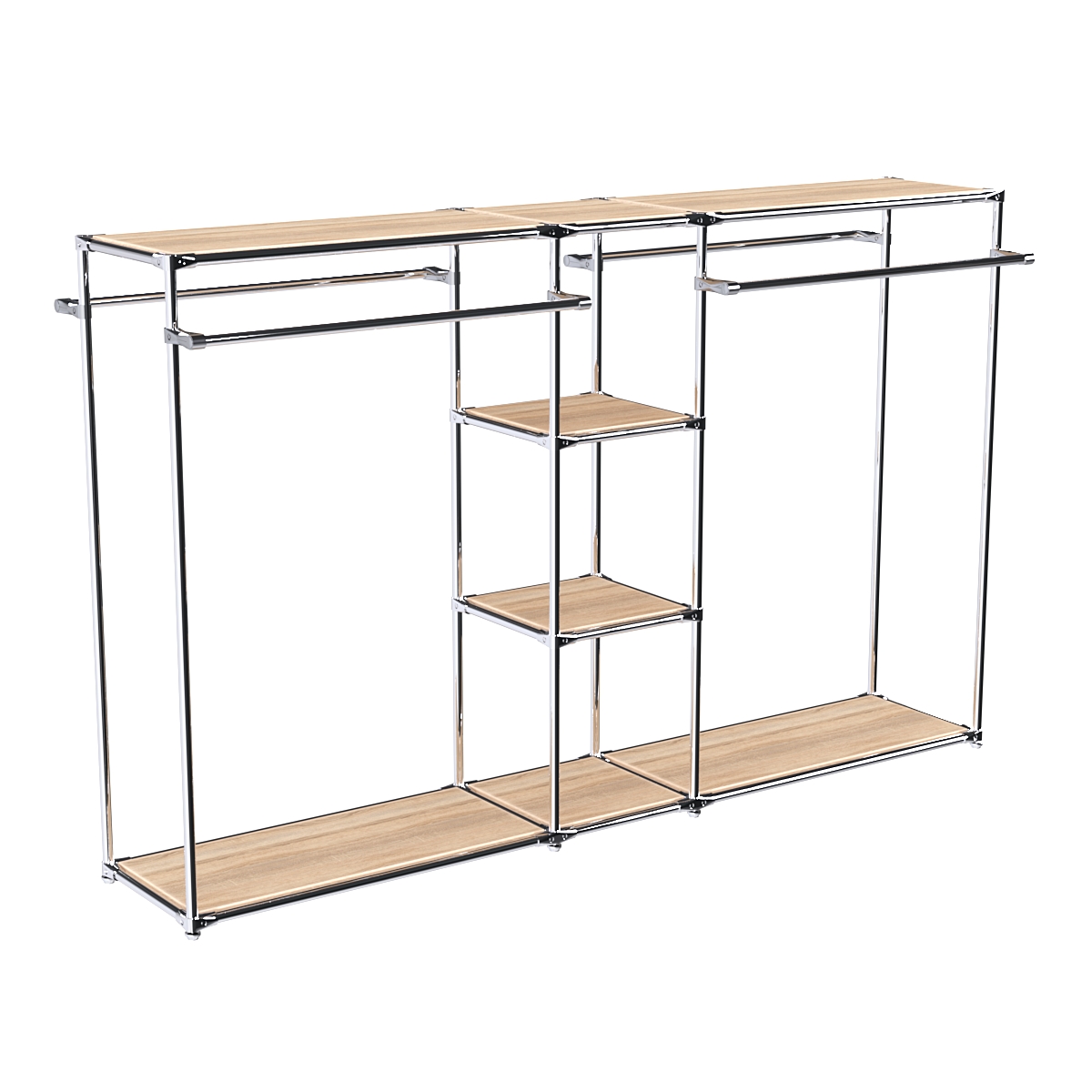 Хромированный стенд-вешало TD-49 №1-3 Хром с полками ДСП 16мм Дуб Сонома