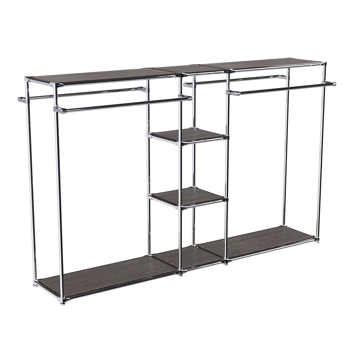 Хромированный стенд-вешало TD-49 №1-3 Хром с полками ДСП 16мм Дуб Венге