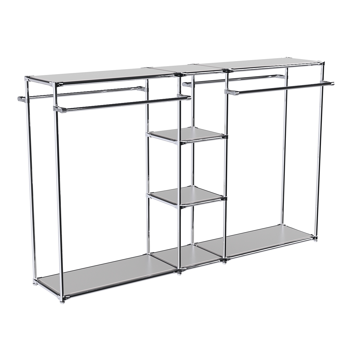 Хромированный стенд-вешало TD-49 №1-3 Хром с полками ДСП 16мм Серый