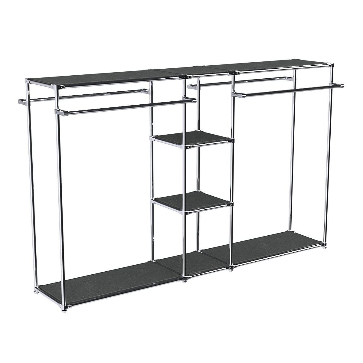 Хромированный стенд-вешало TD-49 №1-3 Хром с полками ДСП 16мм Антрацит