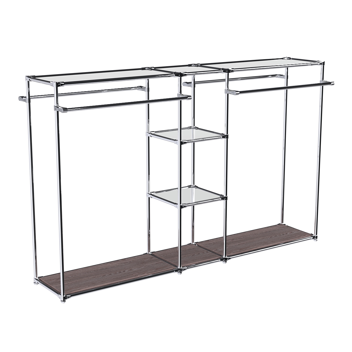 Хромированный стенд-вешало TD-49 №1-4 Хром с полками Зеркало 4мм Ясень Анкор темный - U31105