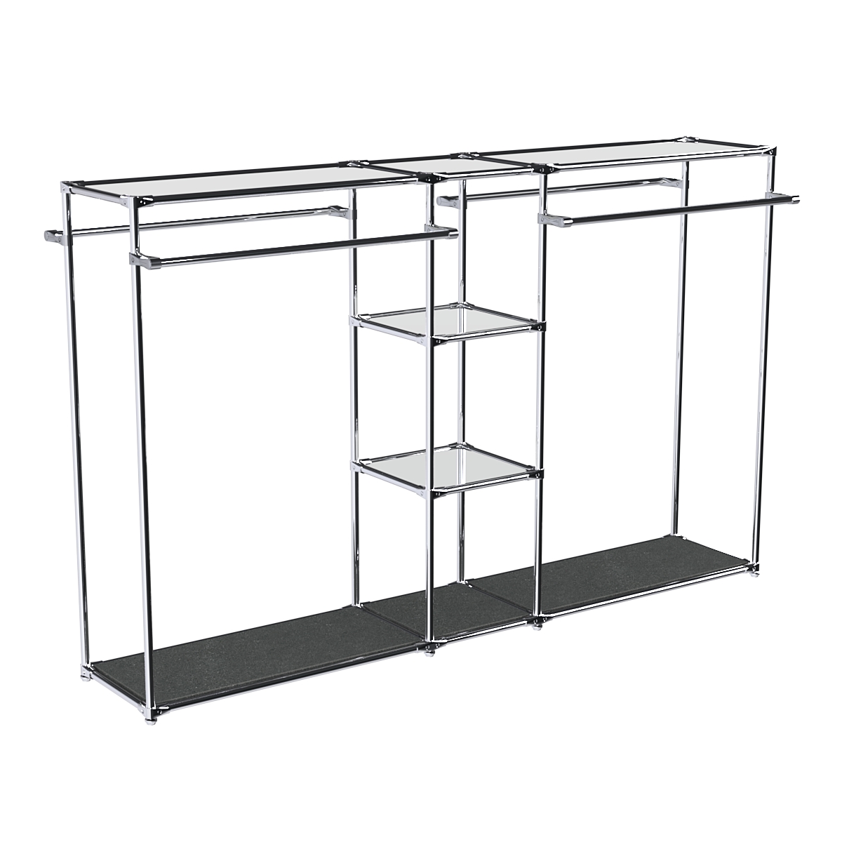 Хромированный стенд-вешало TD-49 №1-4 Хром с полками Зеркало 4мм Антрацит