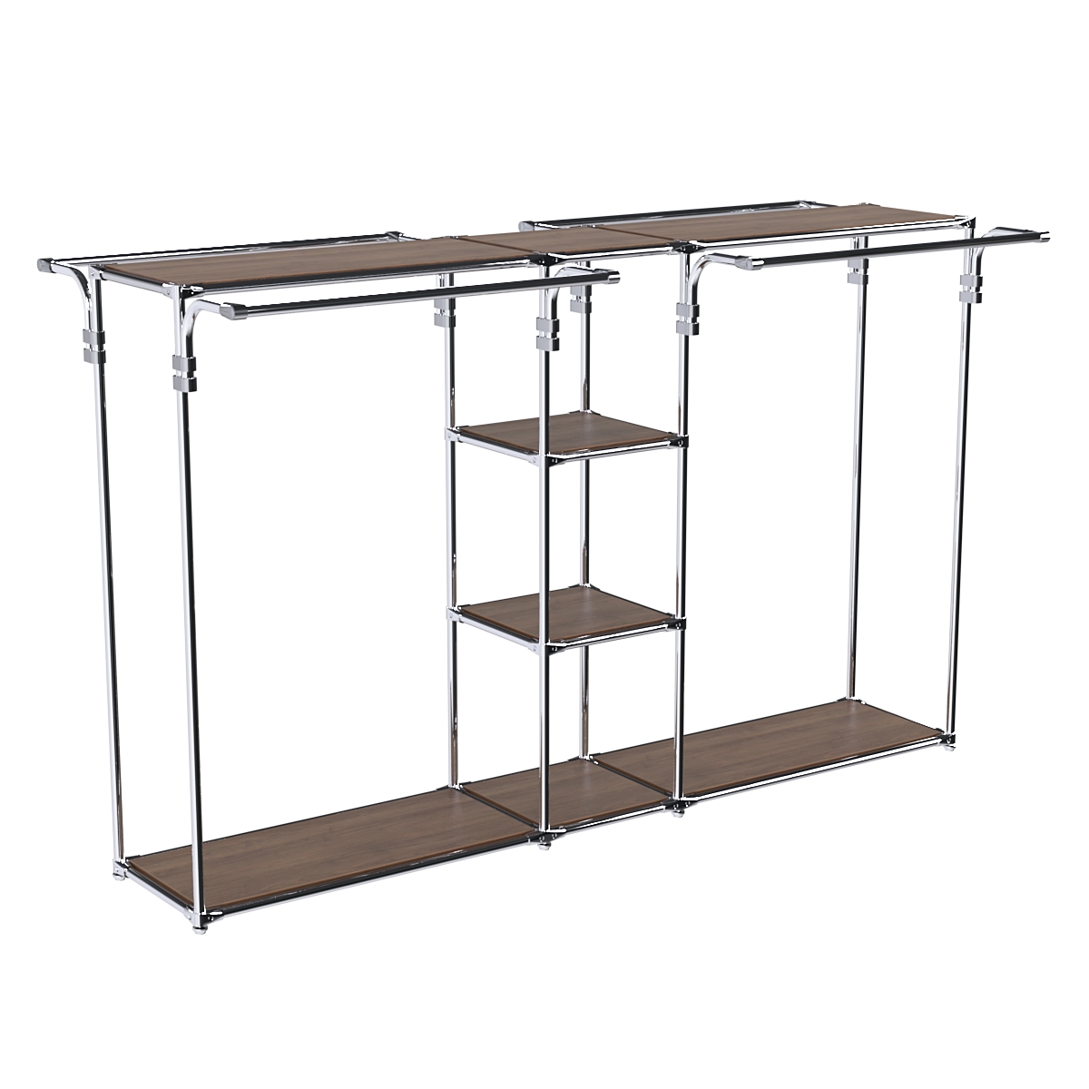 Хромированный стенд-вешало TD-50 №1-3 Хром с полками ДСП 16мм Орех