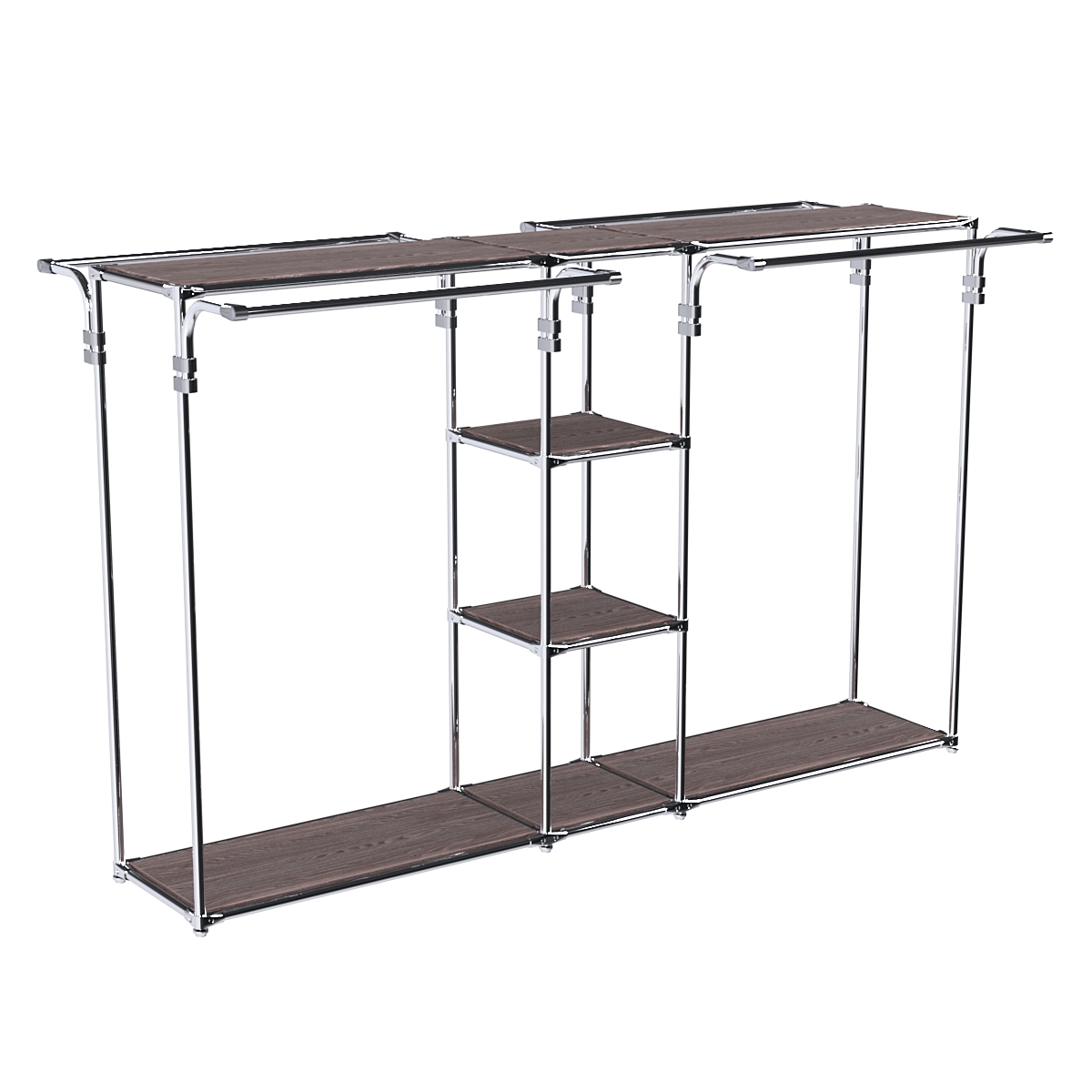 Хромированный стенд-вешало TD-50 №1-3 Хром с полками ДСП 16мм Ясень Анкор темный - U31105